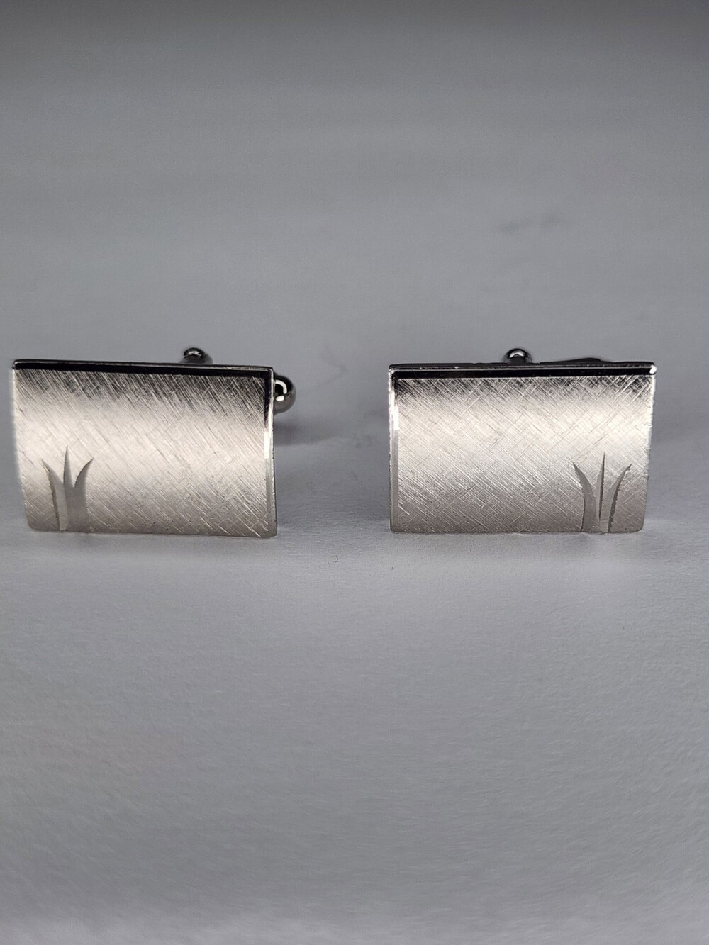 Vintage Anson Sterling Silver Cufflinks Blank No Monogram Brushed  Rectangle...